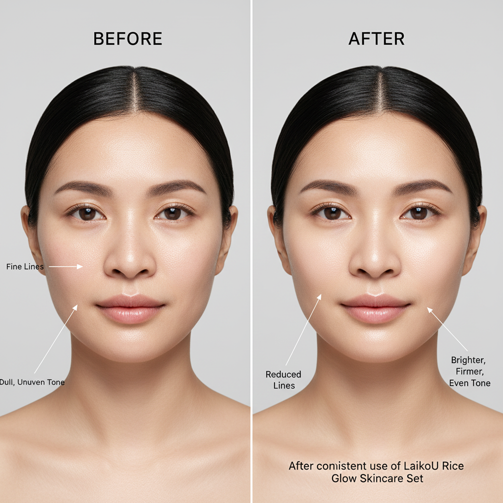 Ensemble de soins pour la peau, éclat du riz, hydrate, raffermissant, estompe les ridules, nettoyant lisse, Toner, sérum, crème pour les yeux, ensemble de crème à l'essence