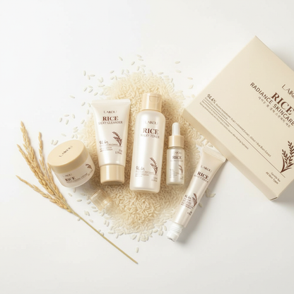 Ensemble de soins pour la peau, éclat du riz, hydrate, raffermissant, estompe les ridules, nettoyant lisse, Toner, sérum, crème pour les yeux, ensemble de crème à l'essence
